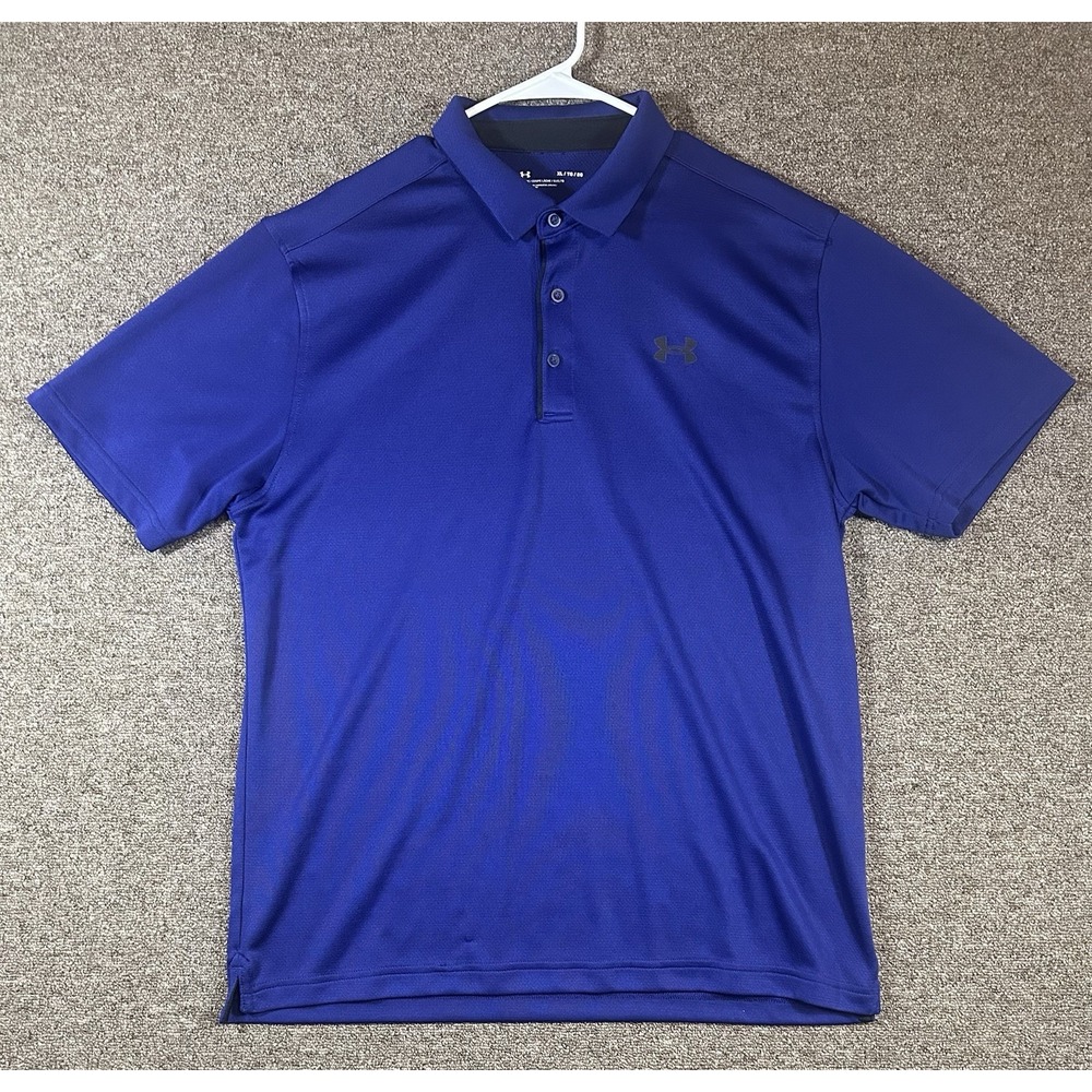 Under Armour Loose Fit Polo Men's XL dark Royal Blue Golf Athletic Dri Fit